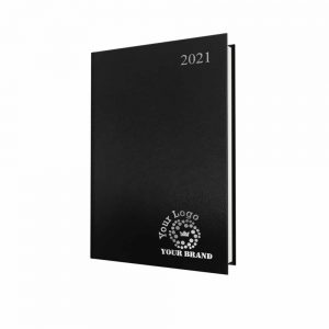 FineGrain Quarto Desk Diary Black - White Paper - Week to View