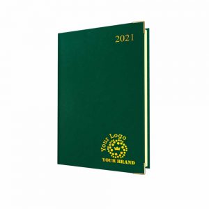 Deluxe FineGrain Quarto Desk Diary Green - Cream Paper - Week to View