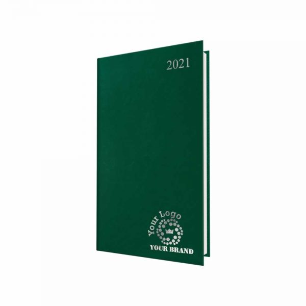FineGrain Pocket Diary Green - White Paper - Week to View