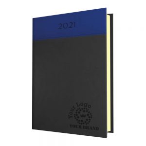 NewHide Horizon A5 Desk Diary Graphite/Royal Blue - Cream Paper - Day per Page