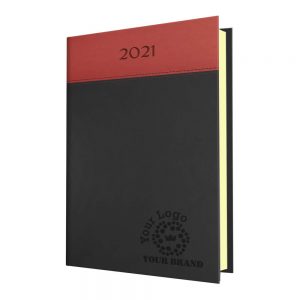 NewHide Horizon A5 Desk Diary Graphite/Red - Cream Paper - Day per Page