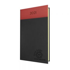 NewHide Horizon Pocket Diary Graphite/Red - Cream Paper - Week to View