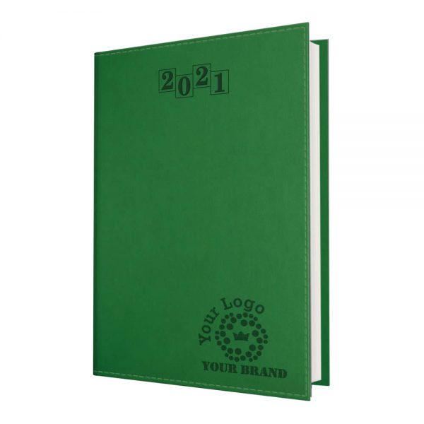 NewHide Flexible A5 Desk Diary Green - White Paper - Day per Page