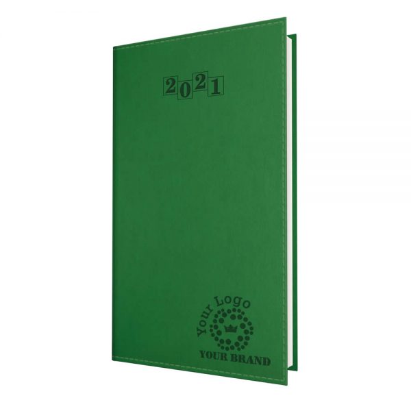 NewHide Flexible Pocket Diary Green - White Paper - Week to View