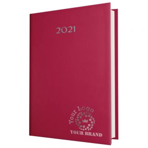 SmoothGrain A5 Desk Diary Burgundy - White Paper - Day Per Page